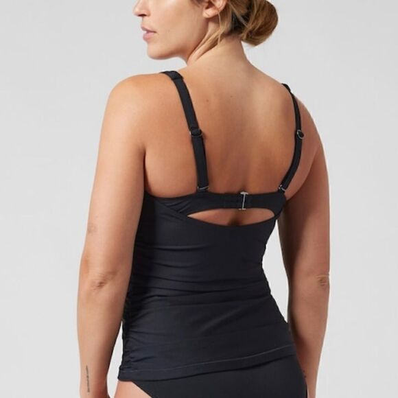 ATHLETA Square Neck Bra CupTankini Top, Black, Size 32B/C Tall NWT $74 531213 - Picture 3 of 12